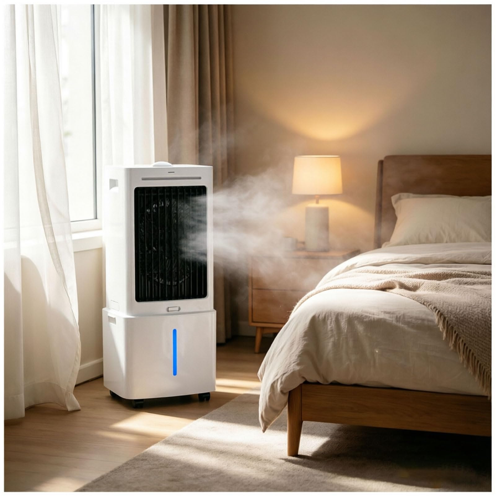 3-in-1 Portable Air Conditioner with 25L Water Tank, 3-Speed, Remote Control, 12H Timer & Ice Packs, Airflow Distance 10m, Evaporative Cooler for Home, Patio, Garage, Restaurant