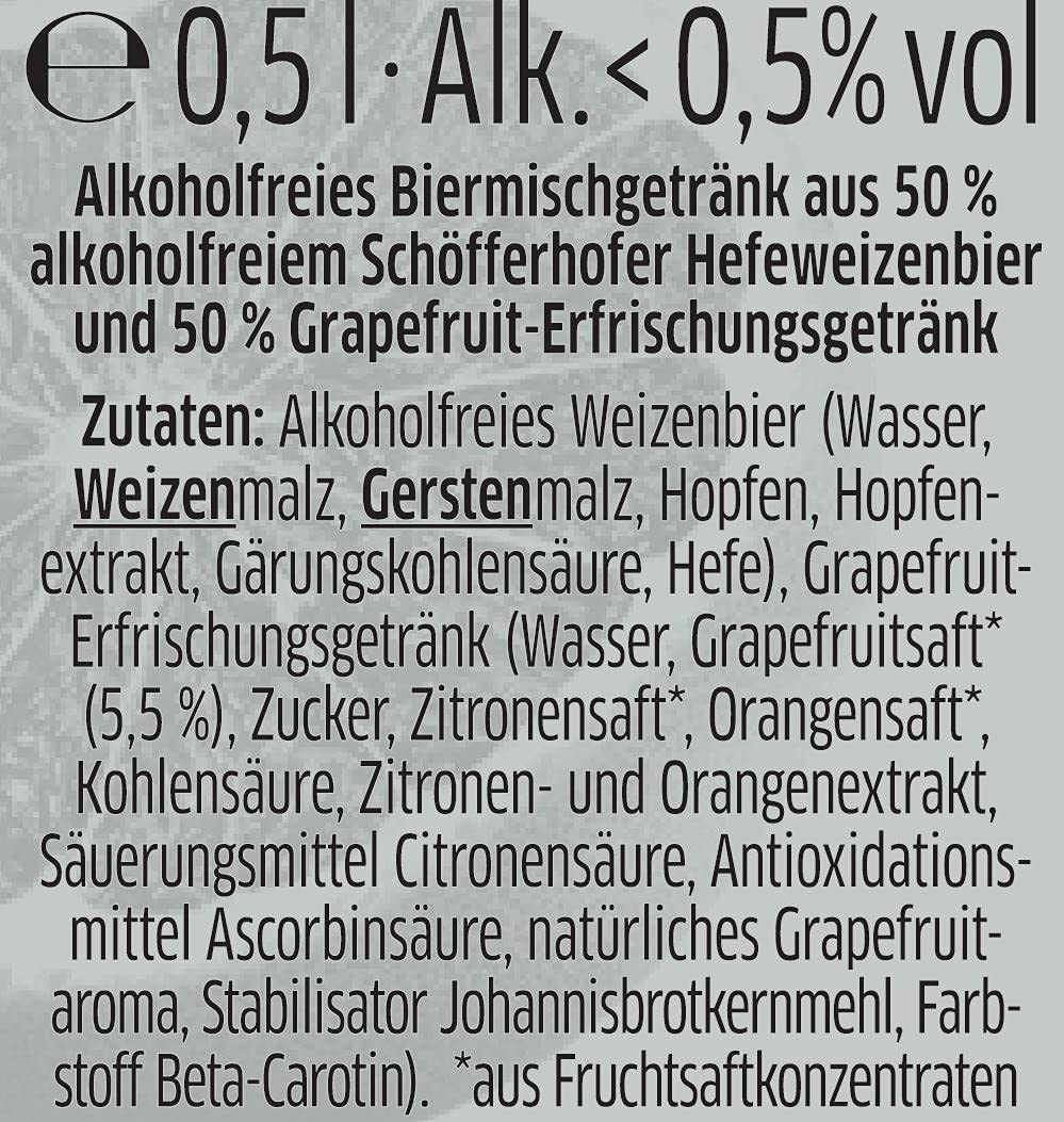 Schöfferhofer Grapefruit alkoholfrei, EINWEG 24x0,50 L Dose