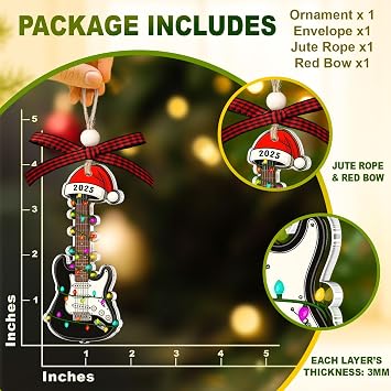 Guitar Christmas Ornament - Guitar Ornaments for Christmas Tree - Electric Guitars Gifts for Men, Lovers, Guitarist, Music Lovers, Teacher - Instrument Ornament - Acrylic Xmas Music Ornament 2025