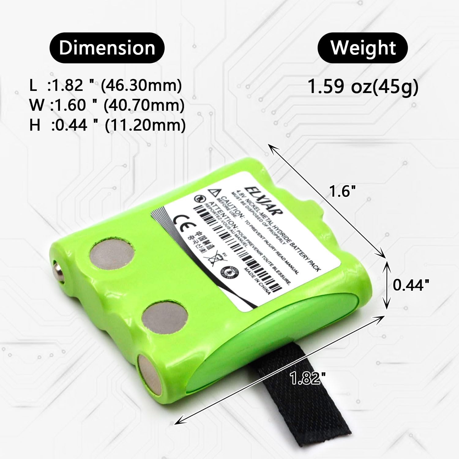 (5-Pack) 4.8V 600mAh Ni-MH Battery for Uniden BP-38, BP-39, BP-40 image 4