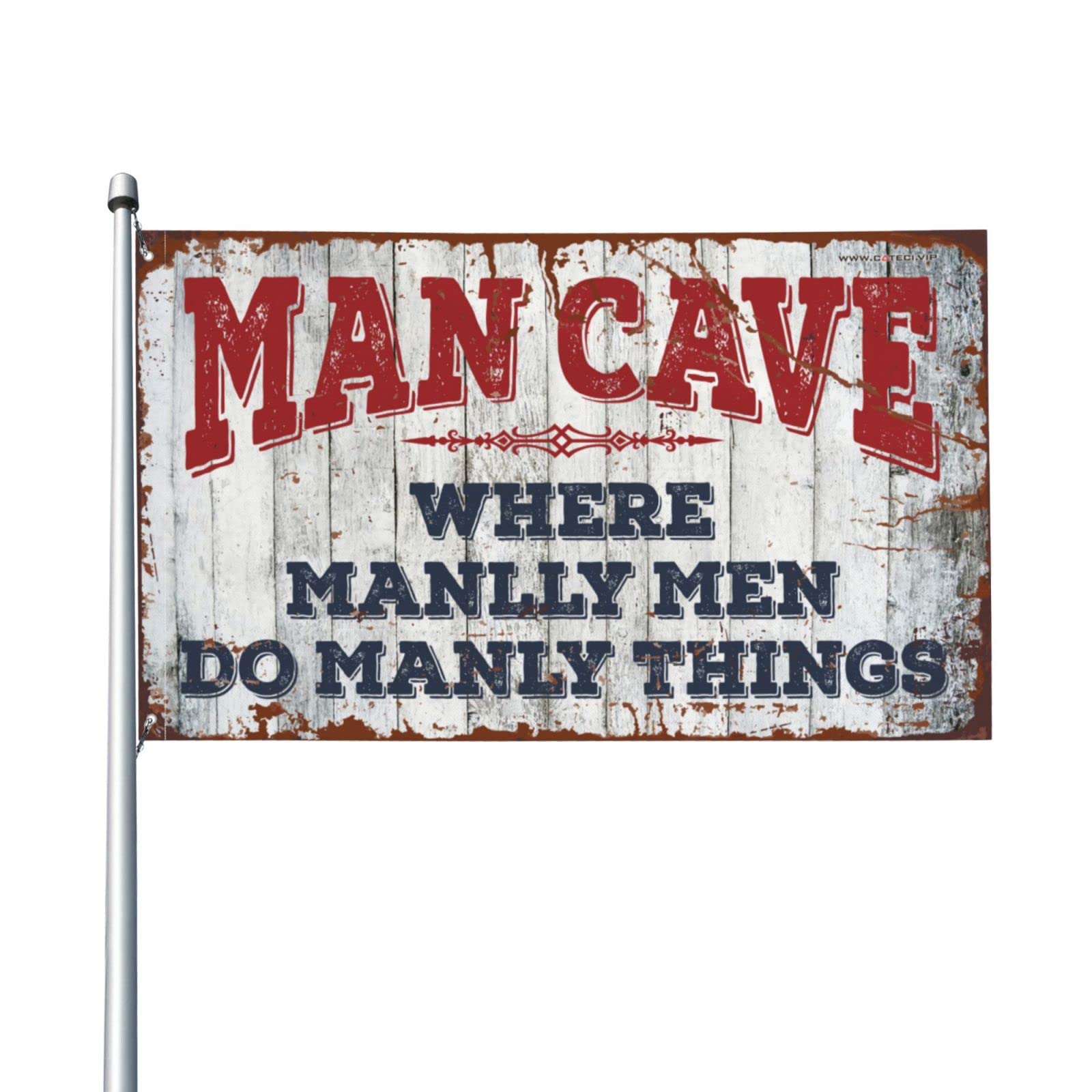 Drapeaux pour dortoir universitaire COTECI lettrage humour man cave 152x244 cm