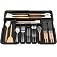 Euqvunn Expandable Cutlery Tray for Drawers, 6-9 Compartments, Adjustable, with 2 Removable Knife Blocks, Compact Plastic Cut