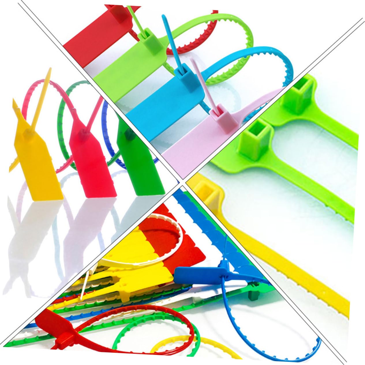 OUNONA Tamper Proof Seals 100pcs Plastic Security Seals Self Locking Zip Tie Pull Tags Anti-Theft Anti-Replacement Random