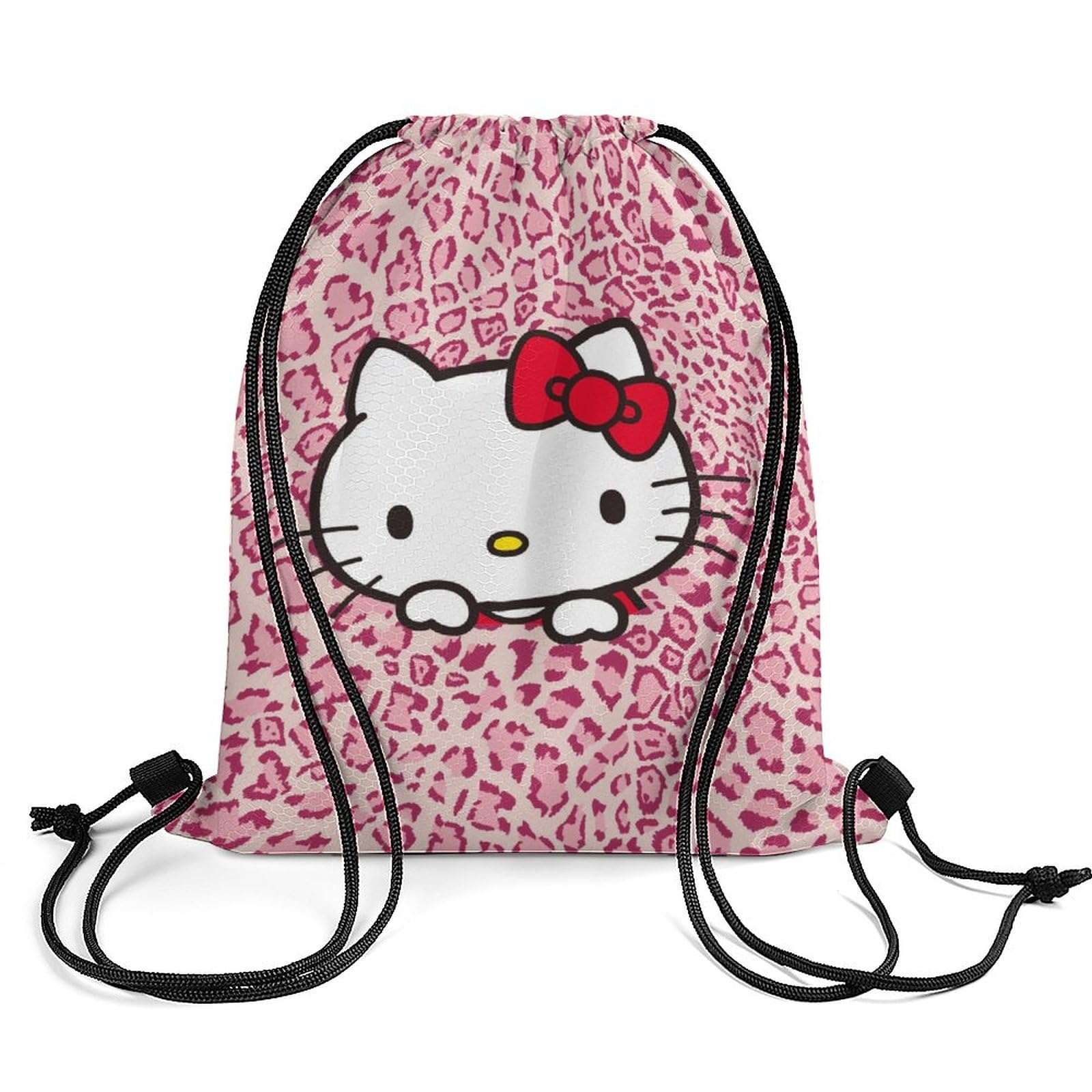 新品タグ付】ハローキティヒョウ柄フェイスナップサックリュックビッグ巾着