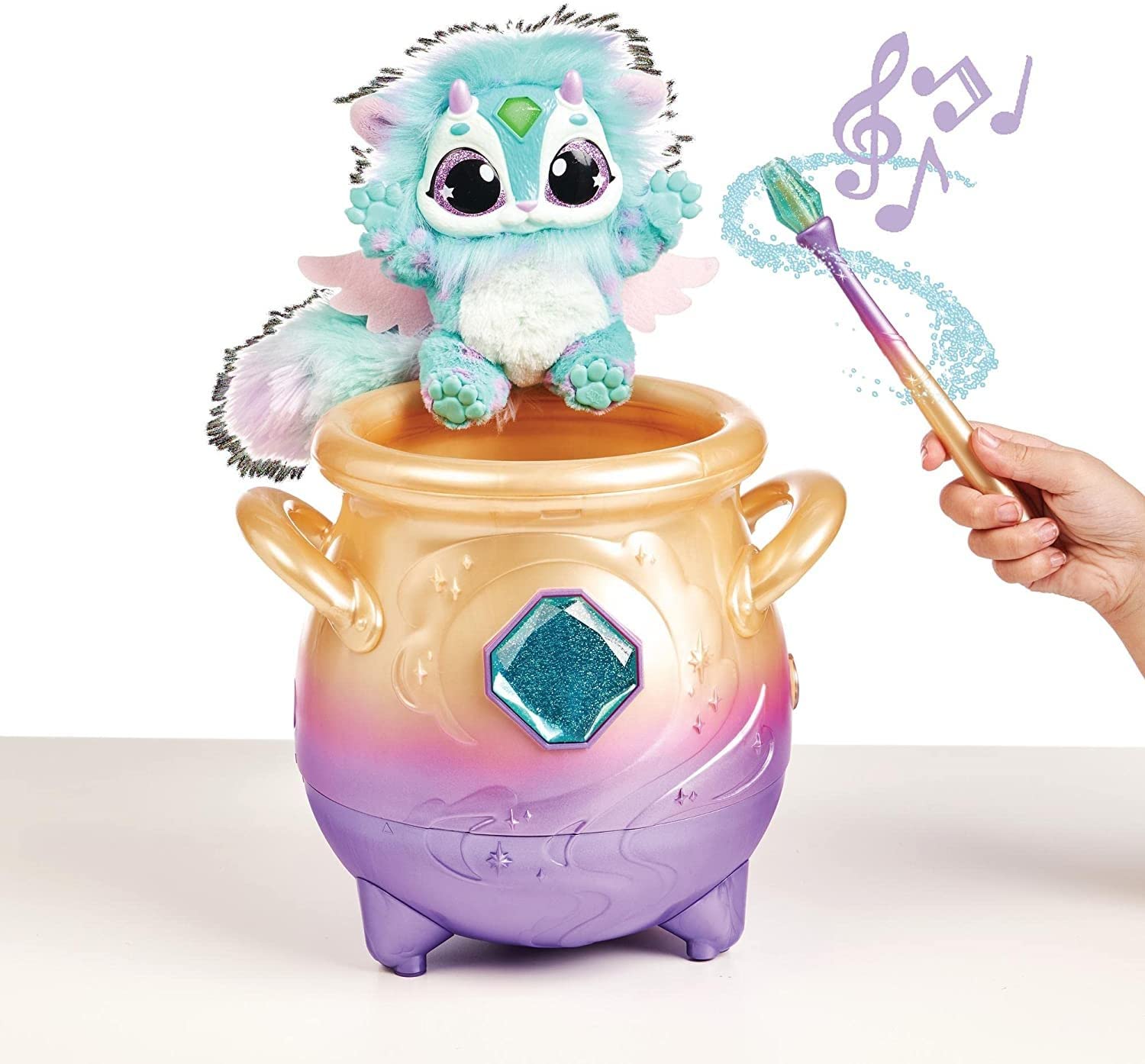 Giochi Preziosi - Magic Mixies Blu, Pentolone Magico con Una Morbida Sorpresa, Crea l'Incantesimo con la Bacchetta Magica e Gli Ingredienti Inclusi, MGX01000