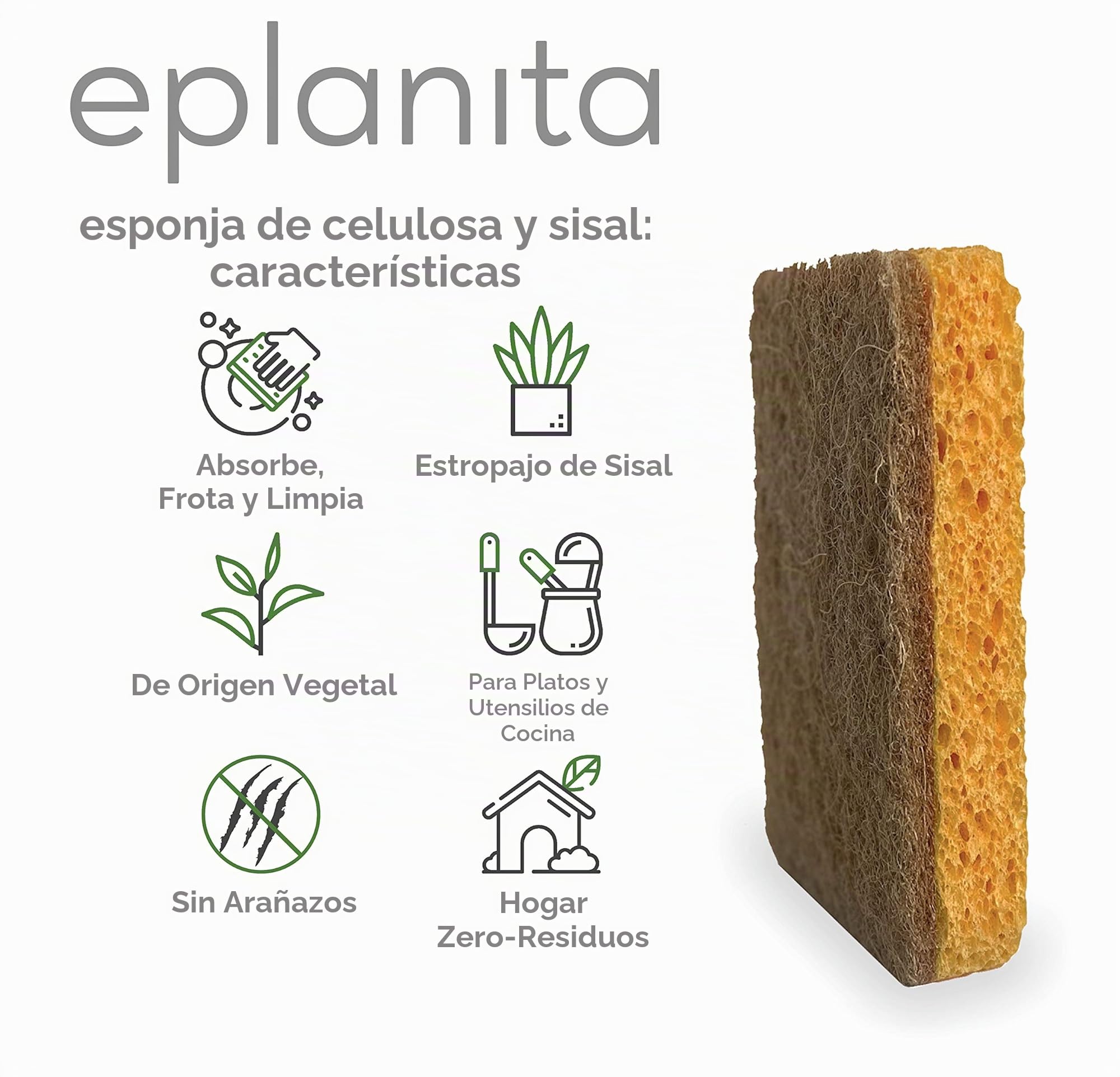 Esponjas naturales biodegradables ecológicas antiarañazos para cocina y baño (paquete de 12)