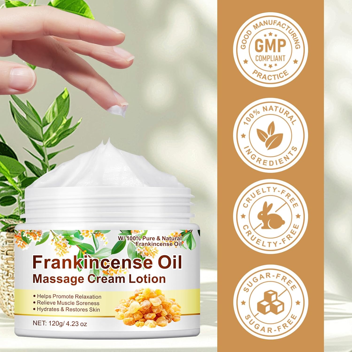 Frankincense Balm for Foot/Muscle/Joint Support, Body Massage, Anti-oxidant, Anti-Aging, Deep Hydration & Moisturization|4.23 Oz/120 G - Image 6