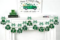 Vista 6 de 12 Piezas 6 Pulgadas Verde Trébol Shamrock Corona Lazos Irlandeses de Arpillera para Día Festivo del Día de San Patricio Decoración de Puerta Pared