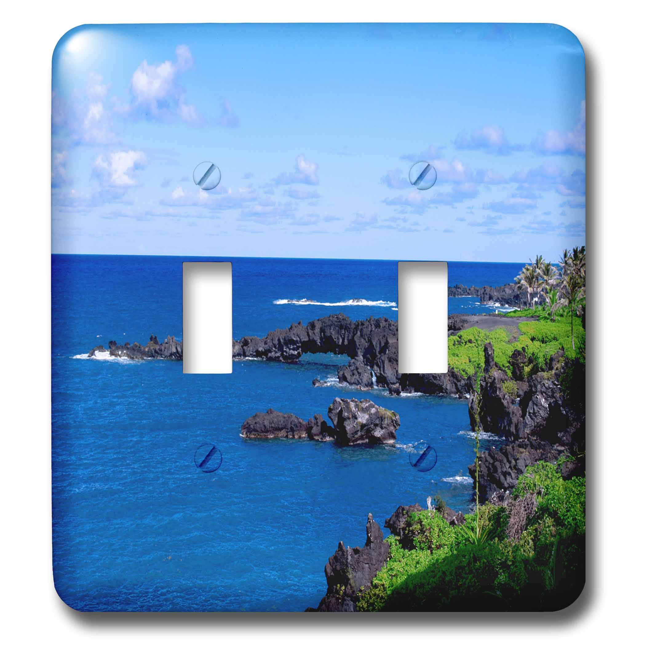 Interruptor doble con diseño Maui Coast 3dRose lsp_6383_2 de acabado brillante
