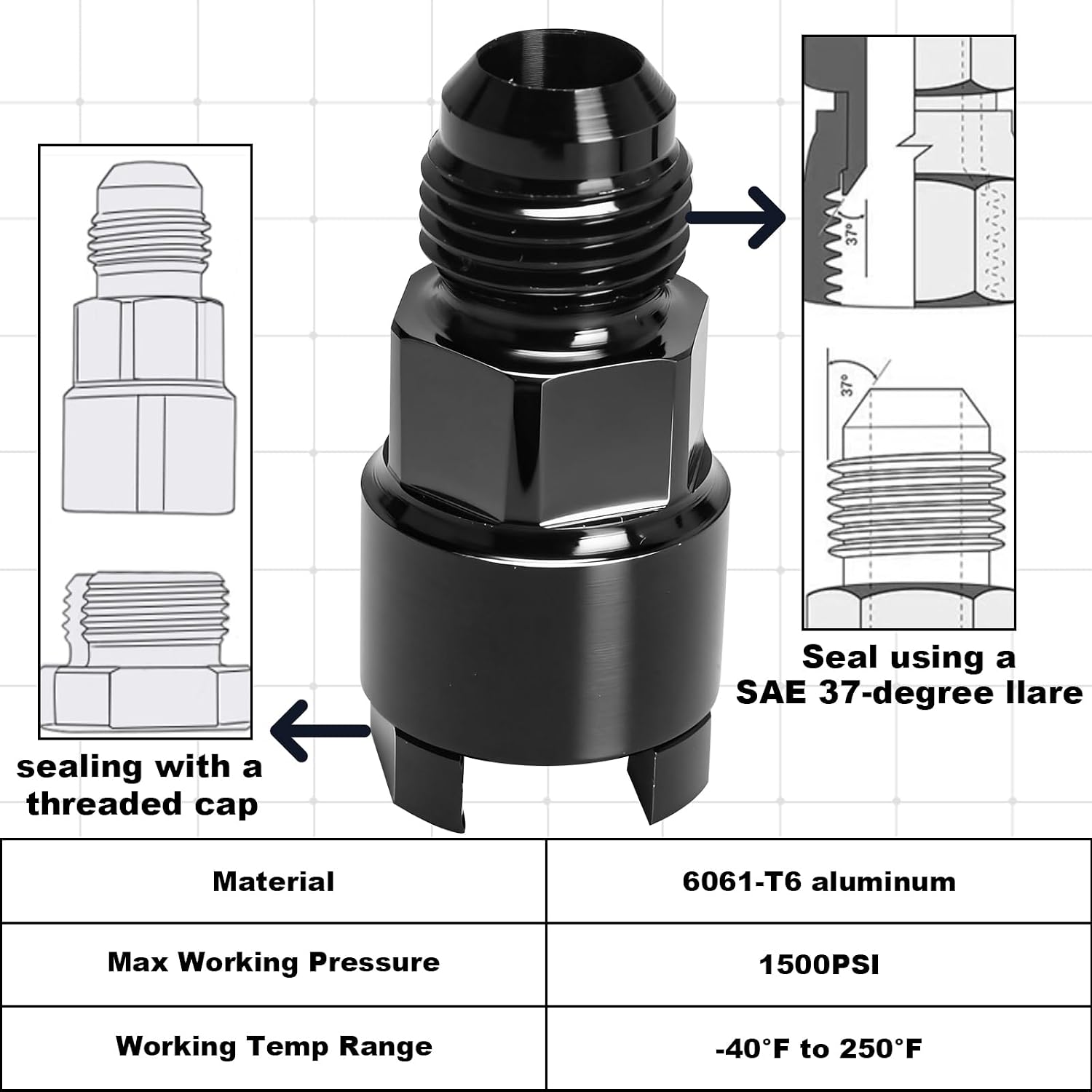 Durable 6AN Male Fuel Adapter to 3/8" & 5/16", Quick Connect with Threaded Female EFI Fuel Rail Fittings Aluminum