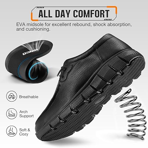 Miniatura 4 de NINGO Zapatos de cuero antideslizantes para hombres y mujeres, mocasines de trabajo resistentes al agua, antideslizantes, ligeros, transpirables,