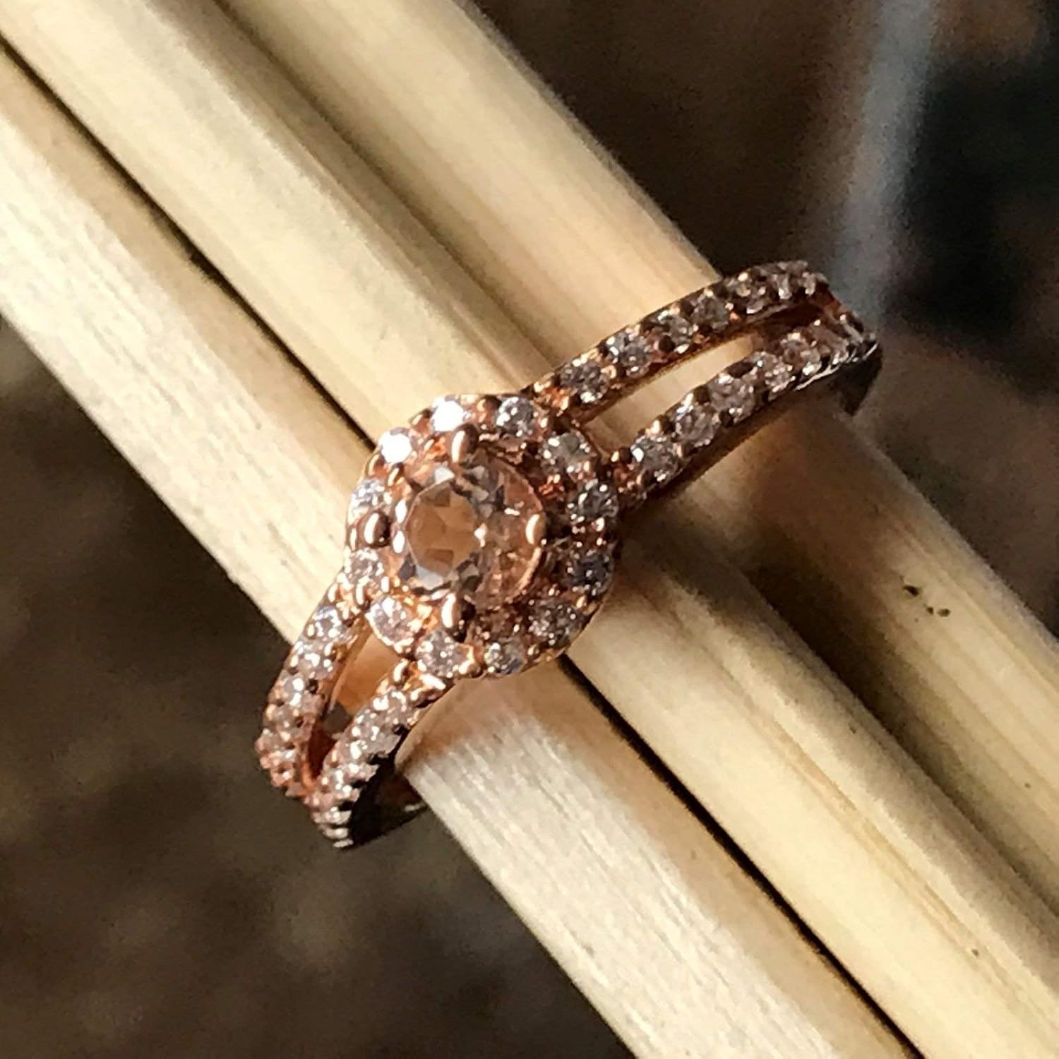 Natural Peach Morganite 14k Rose Gold Over Sterling Silver Engagement Ring Size 5, 6, 7, 8, 9 - Image 7