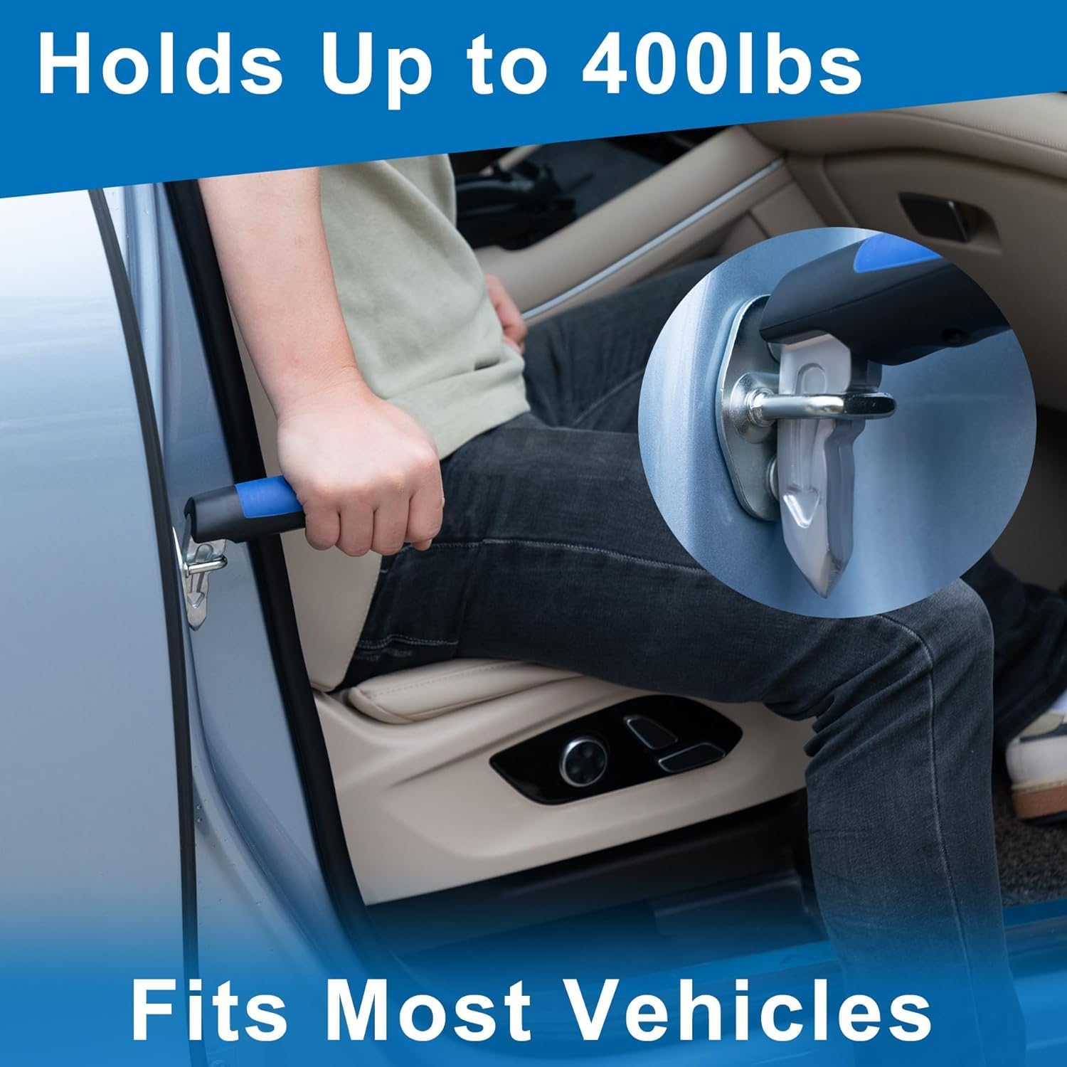 LHJYY 2-in-1 Car Door Assist Handle for Seniors with Portable Folding Step, Detachable Support Grab Bar, Anti-Slip Step Stool, Universal Vehicle Fit