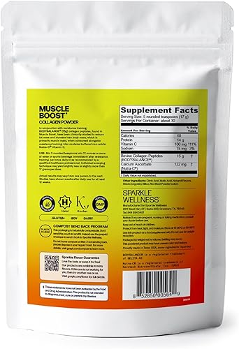 Miniatura 2 de Sparkle Wellness Muscle Boost (Mixed Berry) 30 porciones Suplemento de colágeno en polvo con péptidos de colágeno hidrolizados BODYBALANCE y