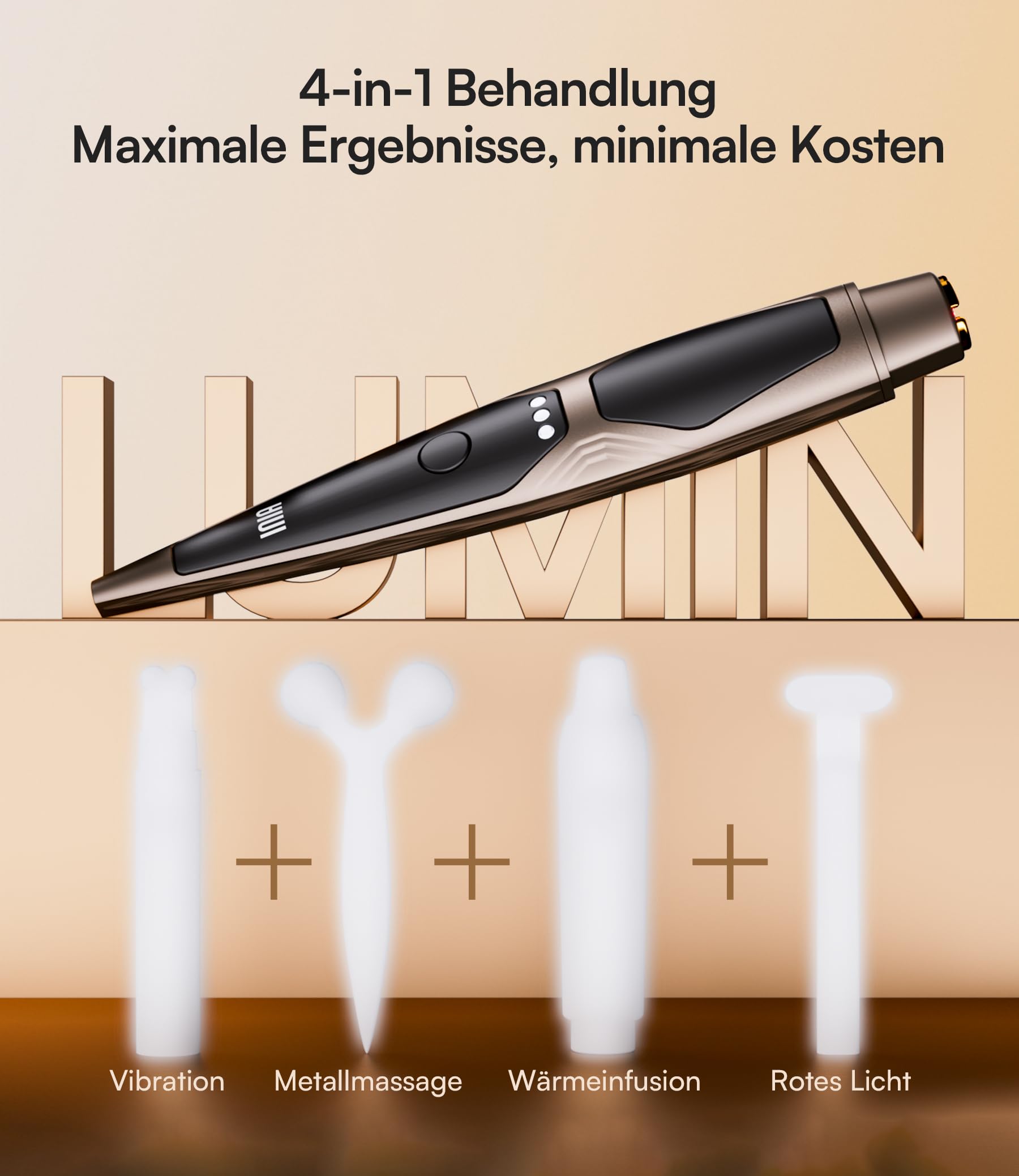INIA Augenmassagegerät gegen Augenringe & Tränensäcke, EMS Gesichtsmassagegerät mit Rotlicht & Wärme, Anti-Aging Face Massager zur hautstraffung, Schwellungen & Fältchen entfernen–Tragbar, 3 Modi