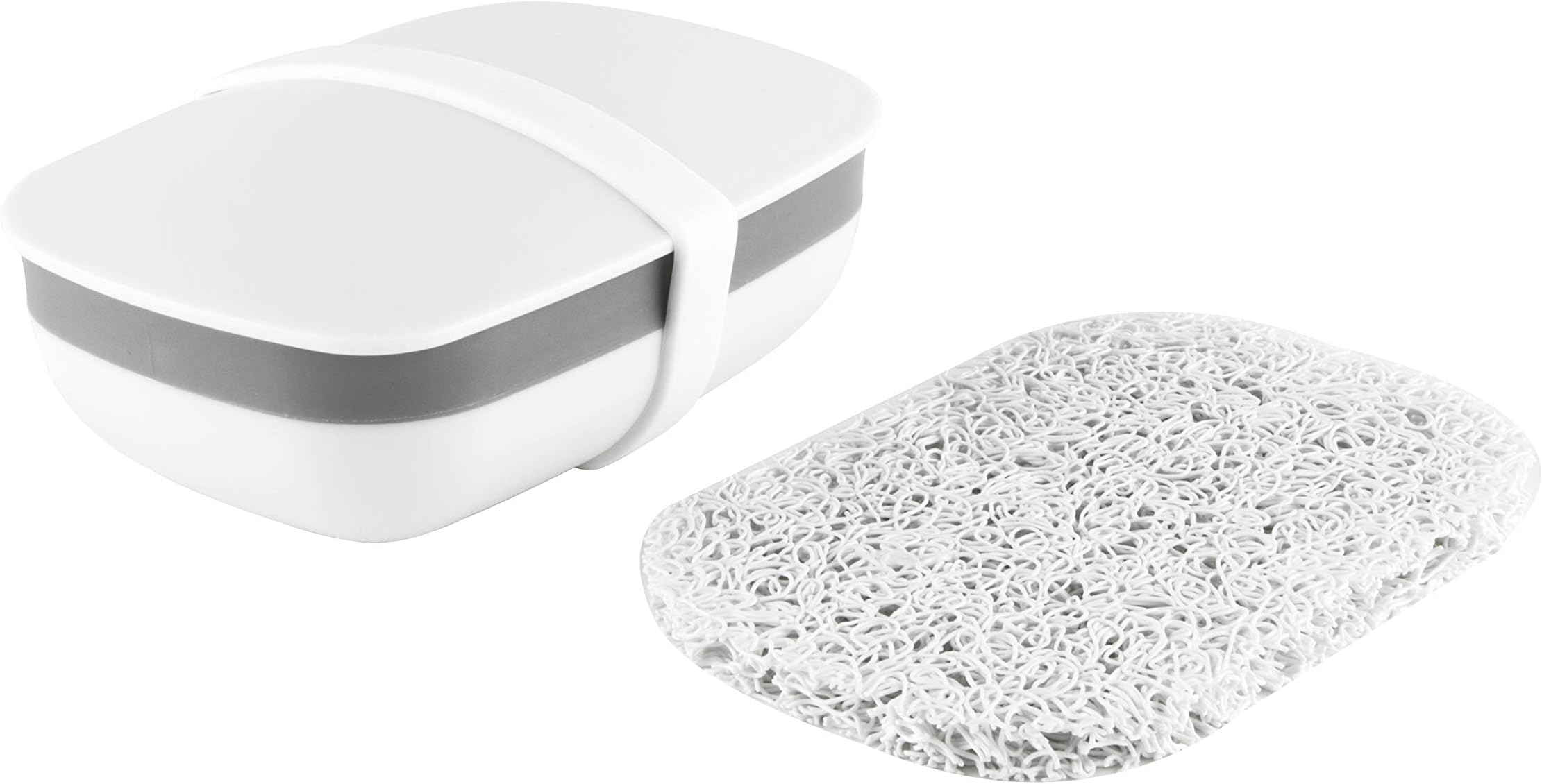 Snowkingdom Travel Soap Holder Box Container with Strong Sealing & Silicone Band & Soap Saver, Portable Leak Proof - White