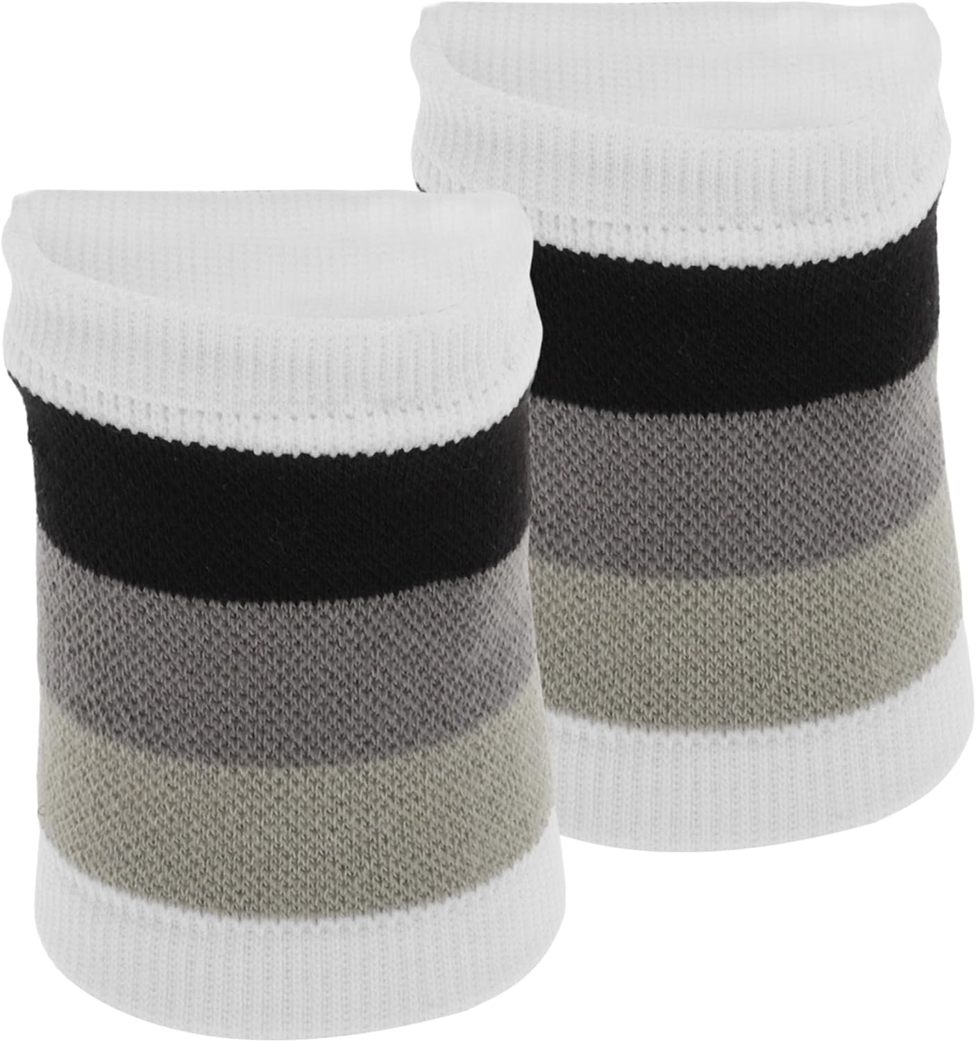 1 Pair Wrist Sweatbands, Sports Wristbands, Absorbent and Breathable Thick Bands for Working Out Football Basketball Sports, White Gray, Non-Slip