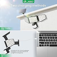 Vista 7 de ALUSSO Luces solares para exteriores con sensor de movimiento, 3000-6500K CCT regulable 3 cabezales de luz de seguridad con control remoto, IP54