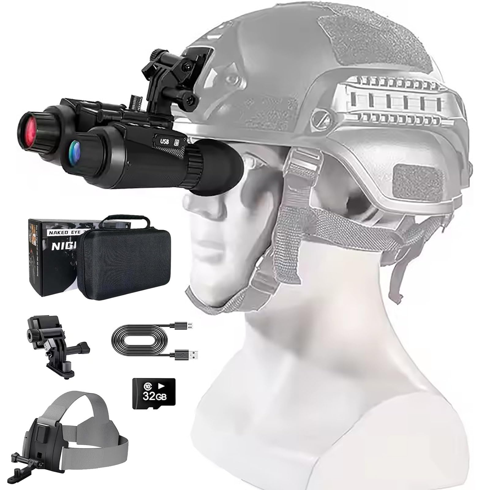 Amazon | SKIOVEMI NV8300 ヘッドマウントナイトビジョンゴーグル 大人