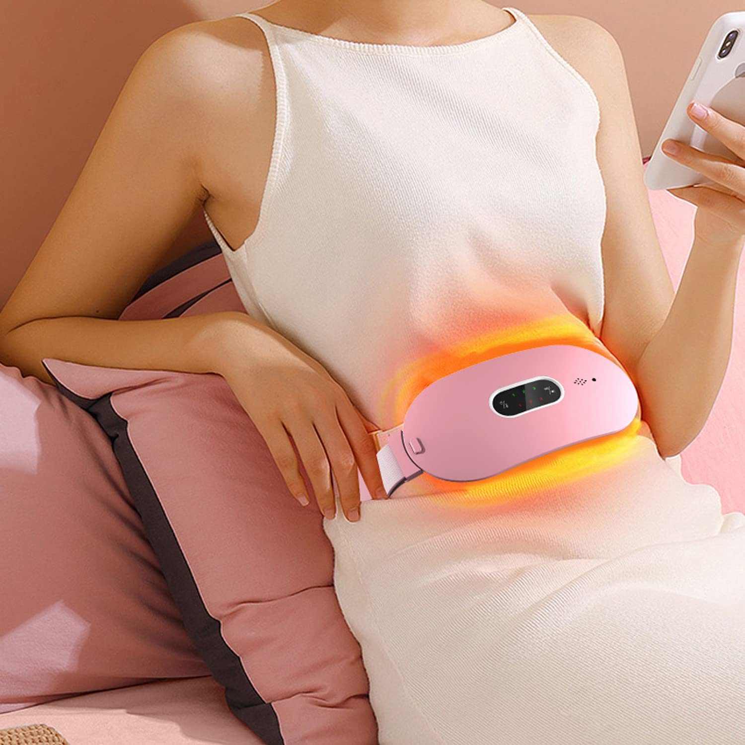 Cuscinetto Riscaldante Elettrico Portatile Senza Fili - Per Crampi Mestruali E Dolori Muscolari - Ricaricabile Con Cintura Regolabile