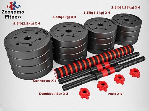 Miniatura 2 de Juego de mancuernas ajustables de 66 libras, mancuernas de peso libre con barra de conexión utilizadas como barra, para hombres y mujeres, gimnasio