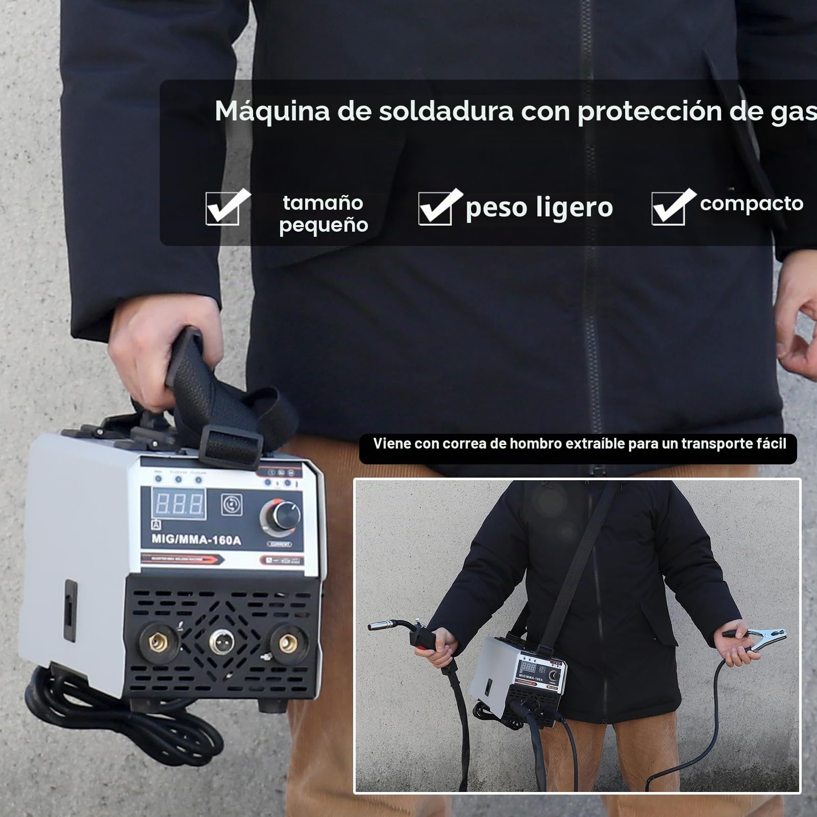 Soldadora 2 en 1, Soldadora de Alambre Continuo, Soldadura de CO2 y Soldadura Manual Soldadora IGBT CC Multifunción con Mecanismo de Alimentación de Alambre Incorporado Inversor