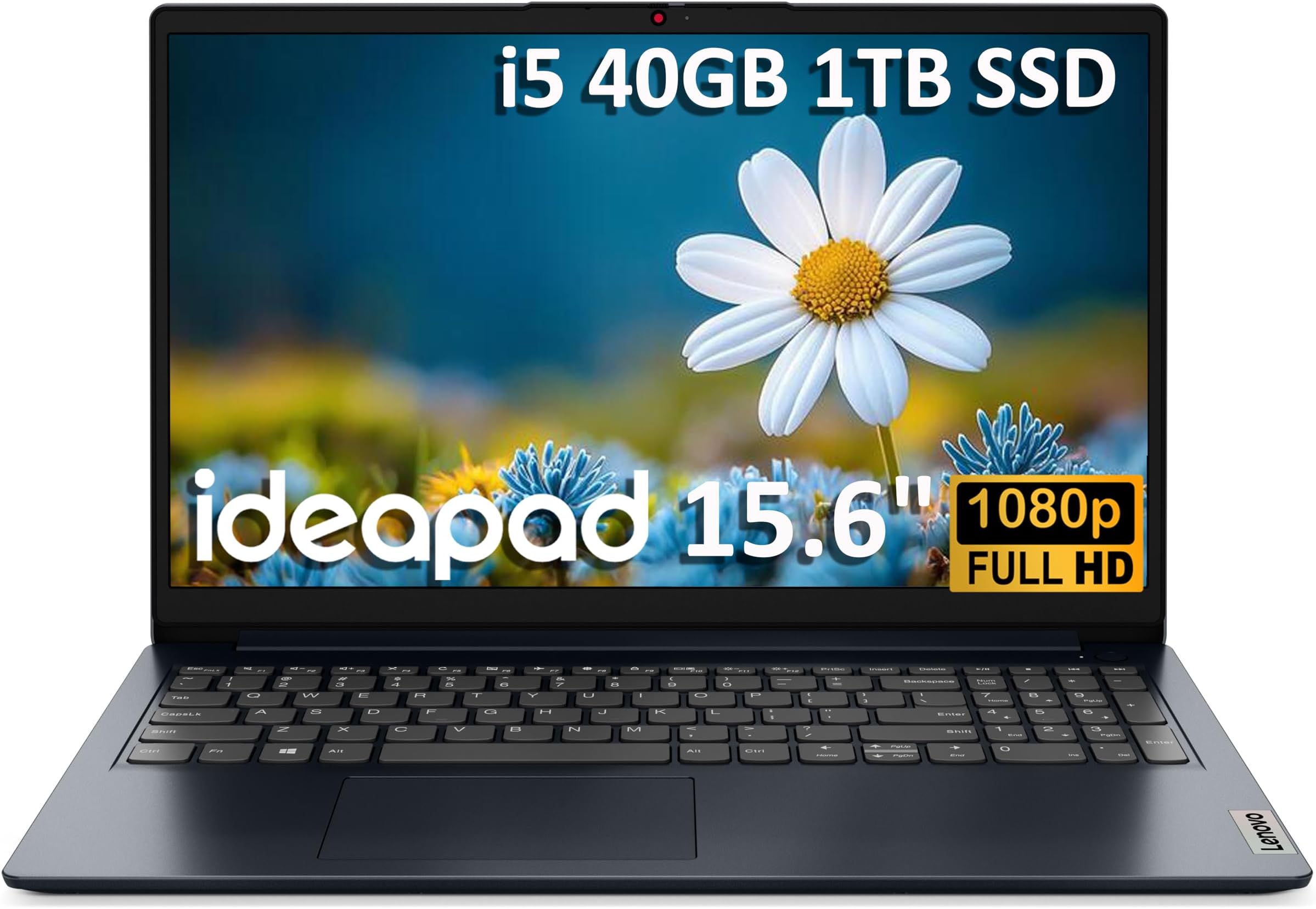 Lenovo IdeaPad 1 (15.6" FHD Anti-Glare, Intel Core i5-1235U (> i7-1165G7), 40GB RAM, 1TB SSD), Laptop for Home, Student, Business, Webcam w/ Shutter, Long Battery Life, Win 11 Home in S Mode