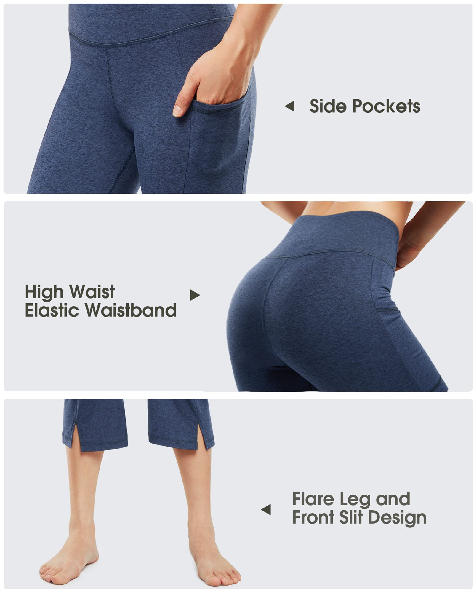 Promover Pantalones para Mujeres Bootcut de Yoga con Bolsillos Cintura Alta Flare Leggings Casual Pantalones de Trabajo Deportivo con Bolsillos Cintura Elástica para Jogging Fitness Correr