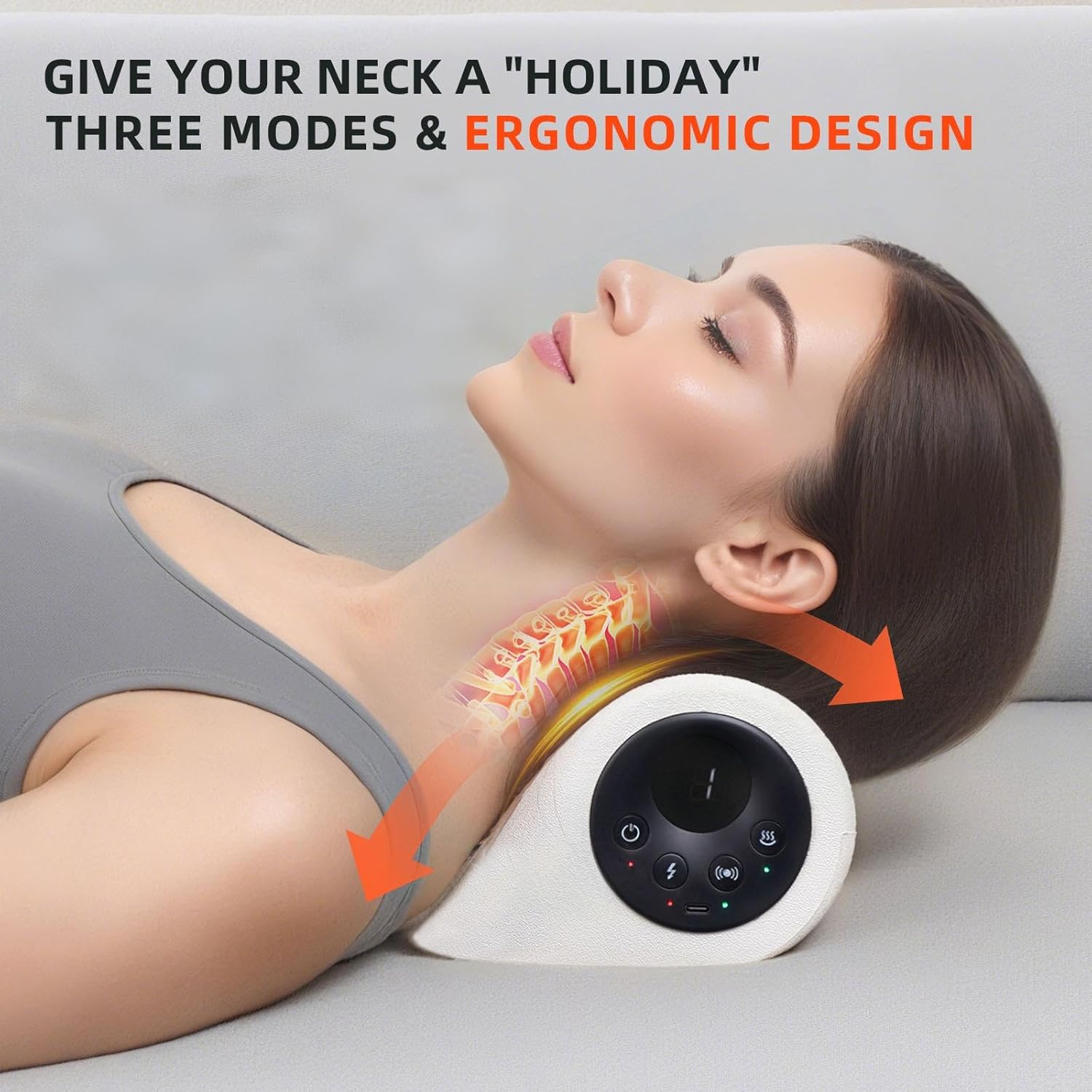 Portable Heated Massage Pillow 3 in 1 Heating Vibration Massage Upgraded 6 Levels Intensity 4D Massage Neck & Shoulder Relaxation Pillow for Home Office Use (White)