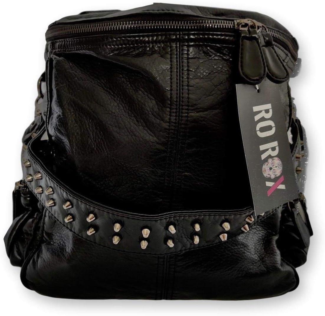 Ro Rox Calamity Womens PU Punk Gothic Uni Studded Backpack - Black