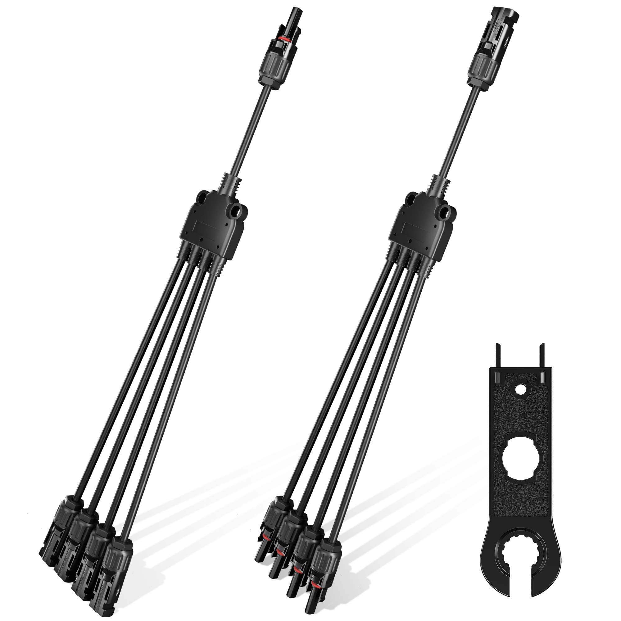 POWISER Conectores solares de rama Y Conectores paralelos de panel solar 1 a 4 Kit de herramientas de enchufe de cable adaptador solar (M/FFFF, F/MMMM)