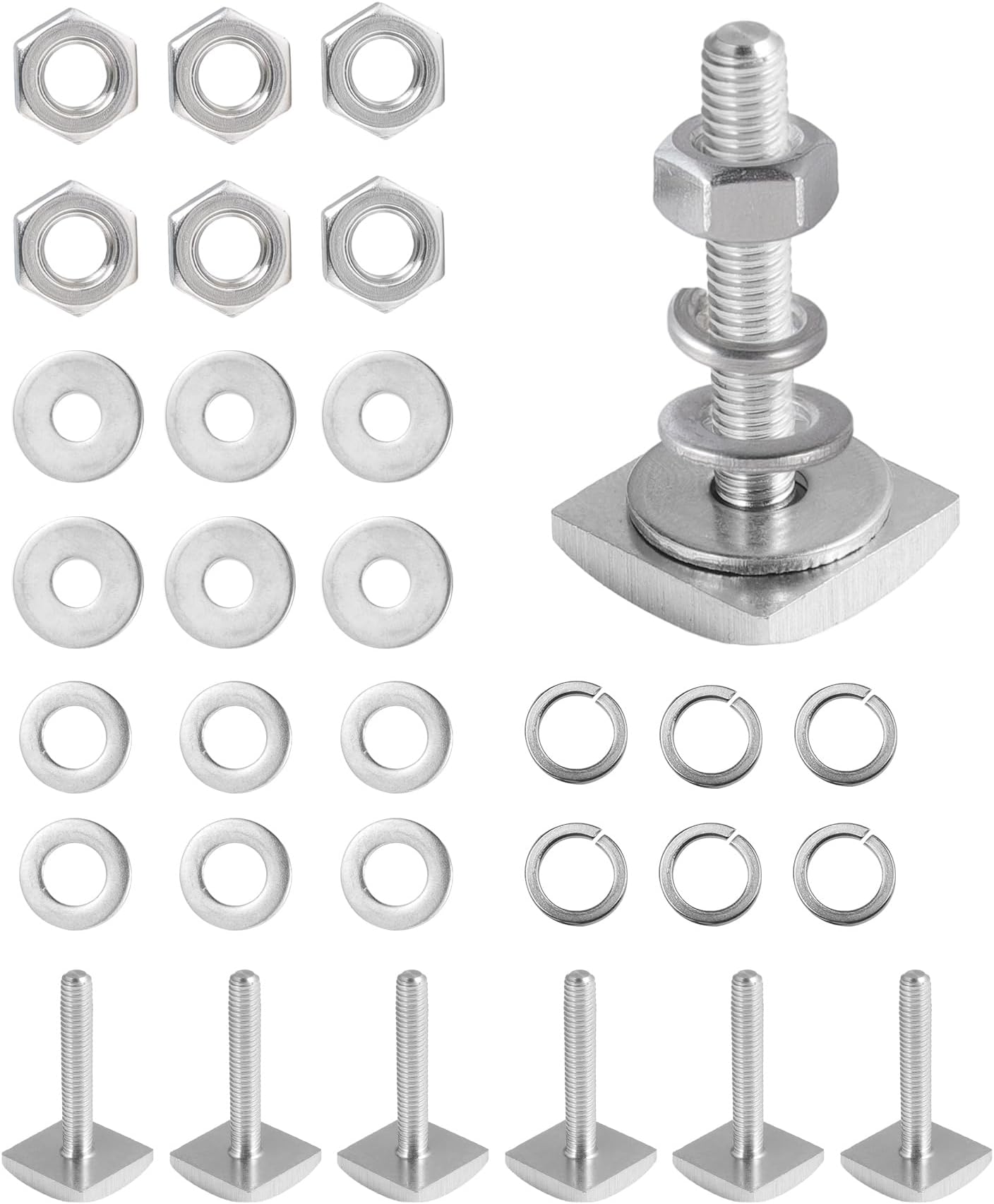 T Slot Bolts for Thule, Yakima Roof Rack Cross Bars, Platform, Cargo Basket, Stainless Square T Track Bolt Adapter to Secure Bike/Ski/Kayak Rack, Solar Panel, Awning, M6x35mm, 4mm Thickness