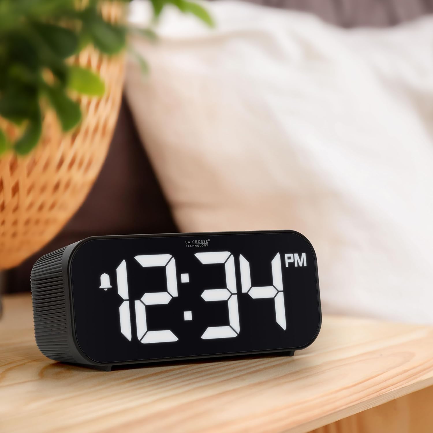 La Crosse Technology 617-714 Black Insta-Set Digital LED Alarm Clock with Bluetooth Technology