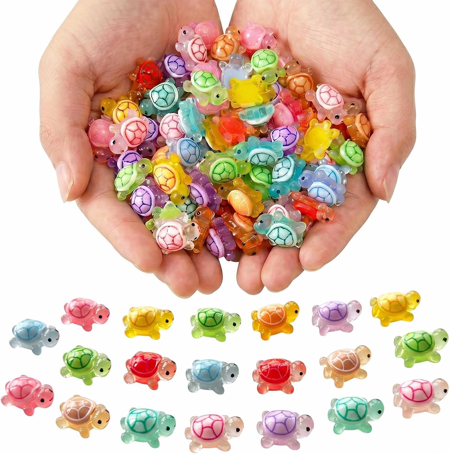 100 Pcs Glow in the Dark Mini Resin Turtle Figurines to Hide
