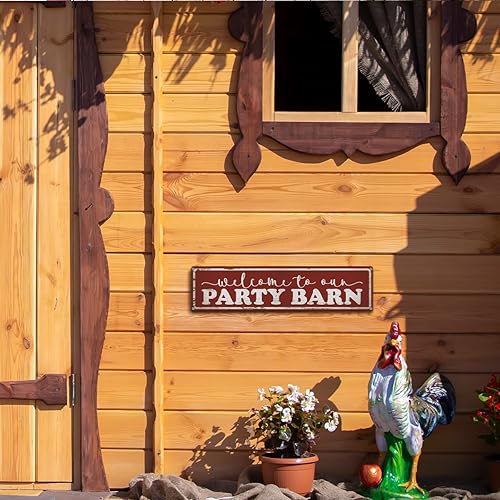 Miniatura 6 de Welcome to Our Party Barn Sign, Rusty Metal Tin Signs 15.8x4 inches, Barn Decor, Funny Rustic Wall Decors for Front Door, Farmhouse Retro Home