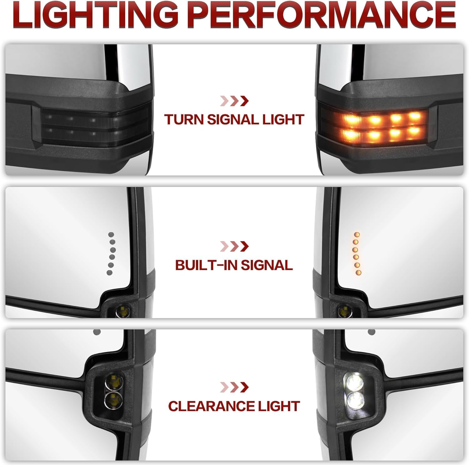 Chrome Towing Mirrors Power Heated Compatible for 03-06 Chevy Silverado Suburban GMC Serria Compatible for 07 Silverado Serria Classic w/Turn Signal Arrow Light Side Mirrors Pair Set