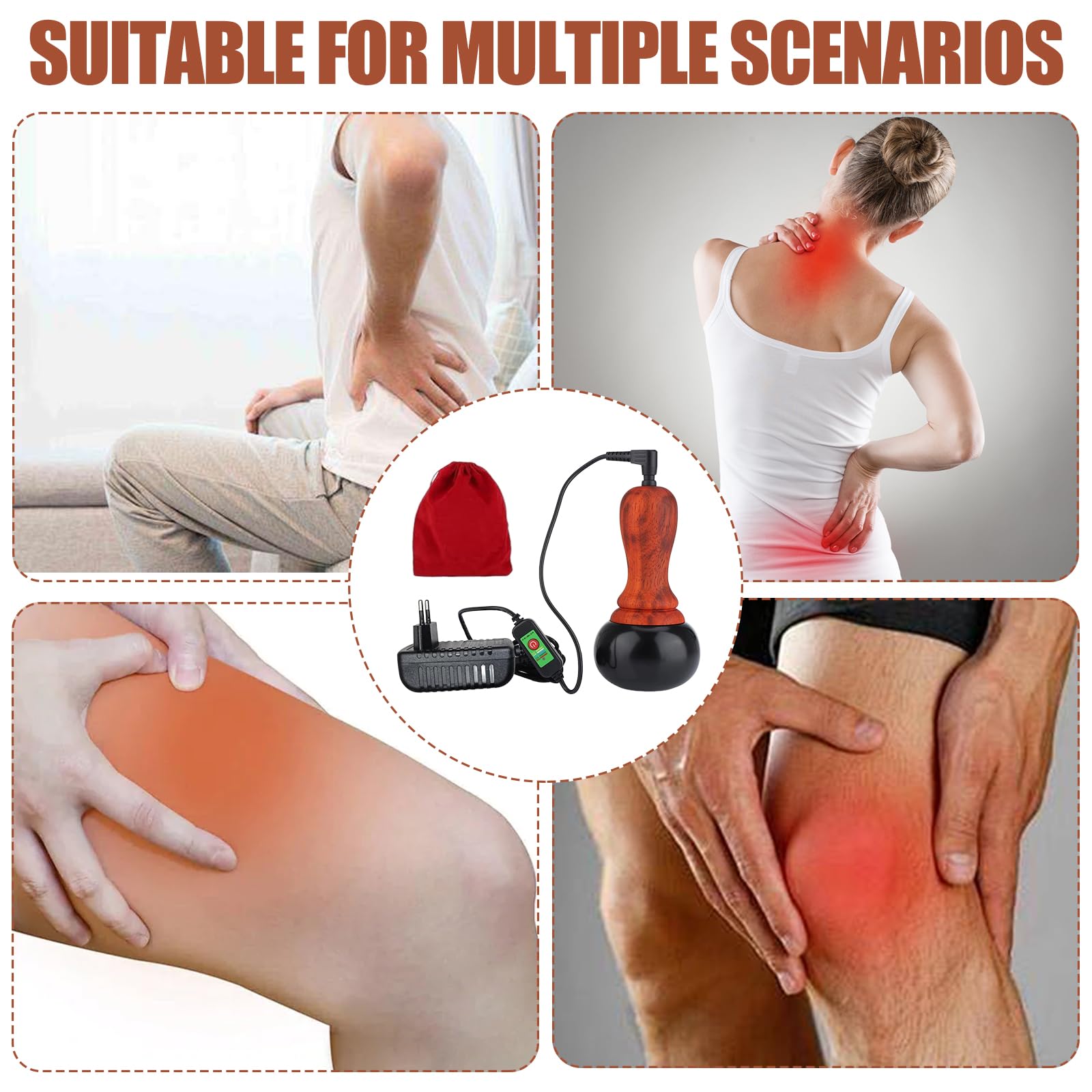 Hot Stone Massage Tragbar Heiße Massagesteine, Gua Sha Scraping Werkzeug Massager, Fünf-Gang-Temperaturregelung, Wärme-Massagetherapie für Home SPA Entspannung und Schmerzlinderung