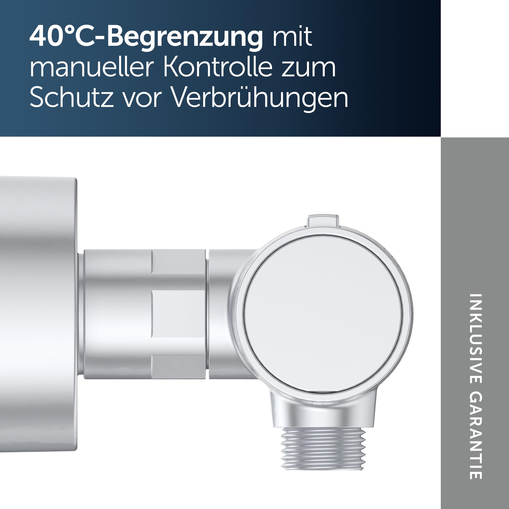 Ideal Standard Ceratherm Alu+ Brausethermostat, Hergestellt aus 100% recyceltem Aluminium, Wasser- und Energiesparend, Thermostatfunktion und Verbrühschutz – Silber (292x105x72 mm)