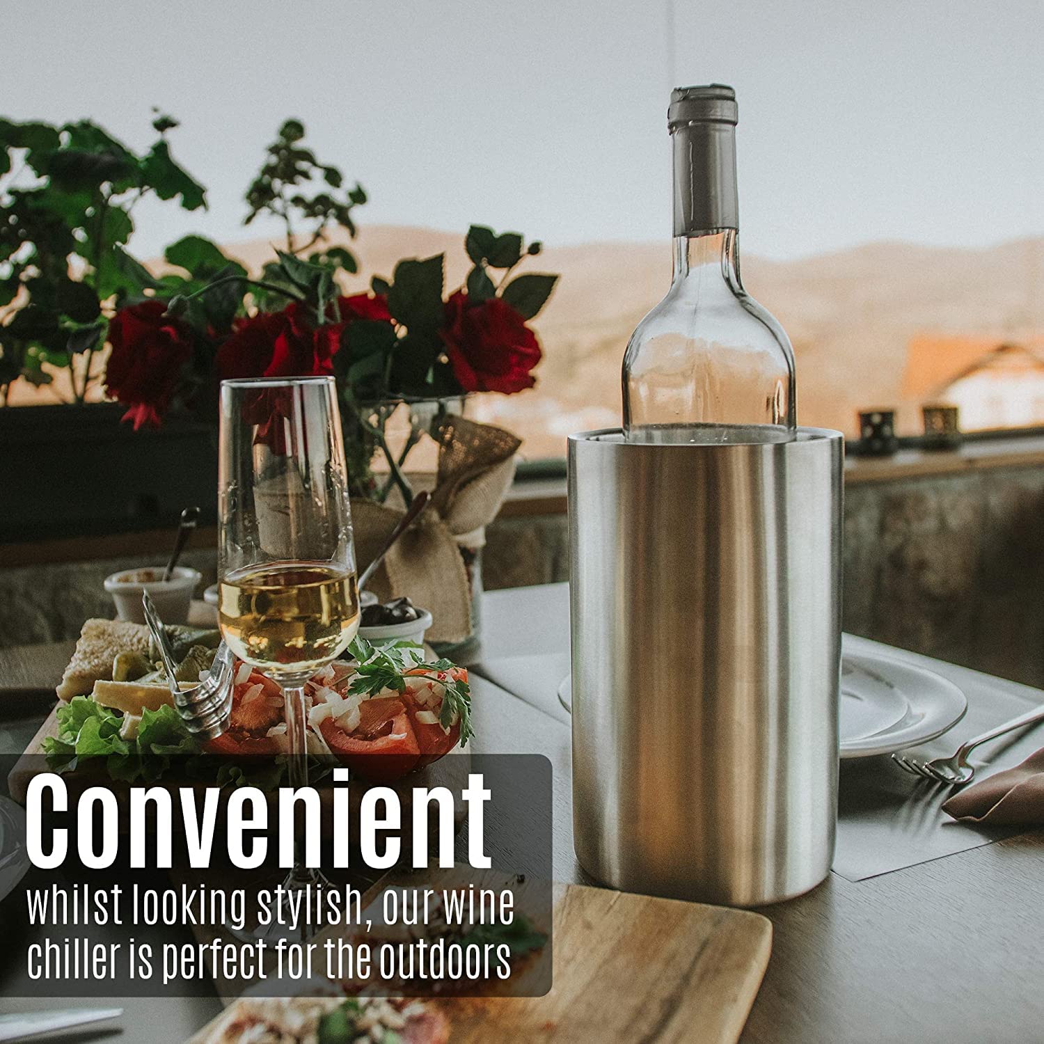 Rudra Exports Stainless Steel Wine Chiller Bucket - Double Walled Vacuum Insulated Cooler for White Wine and Champagne Bottles - Keep Beverage Cold and Great Gift for Wine Lovers - Image 4 thumbnail