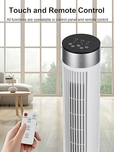 Miniatura 4 de Uthfy Ventilador de torre de 38 pulgadas para dormitorio, ventilador de 24 piess con control remoto, ventilador oscilante sin aspas de 80 con 3
