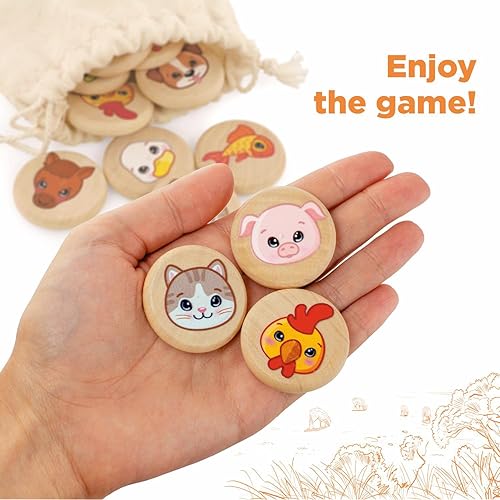 Miniatura 4 de Ulanik Juego de memoria a juego de animales domésticos para niños pequeños de 3 años en adelante, juegos de mesa de madera para niños de 4 a 8 años,