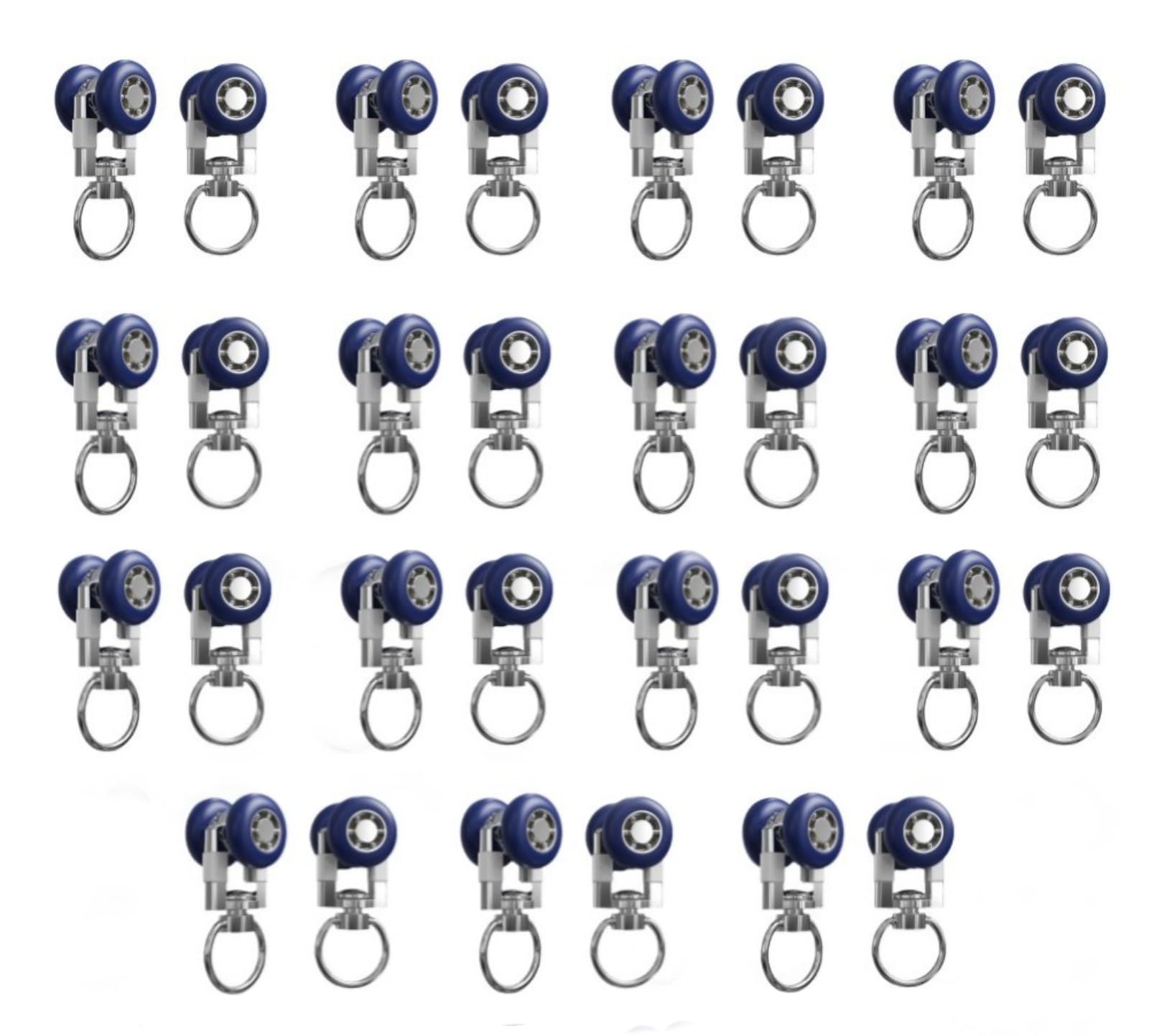 30 Pezzi Gancio per Tende Scorrevoli, Rulli per Binario Della Tenda, Scorrimento per Binari per Tende,Ruote per Guide per Tende(Blu