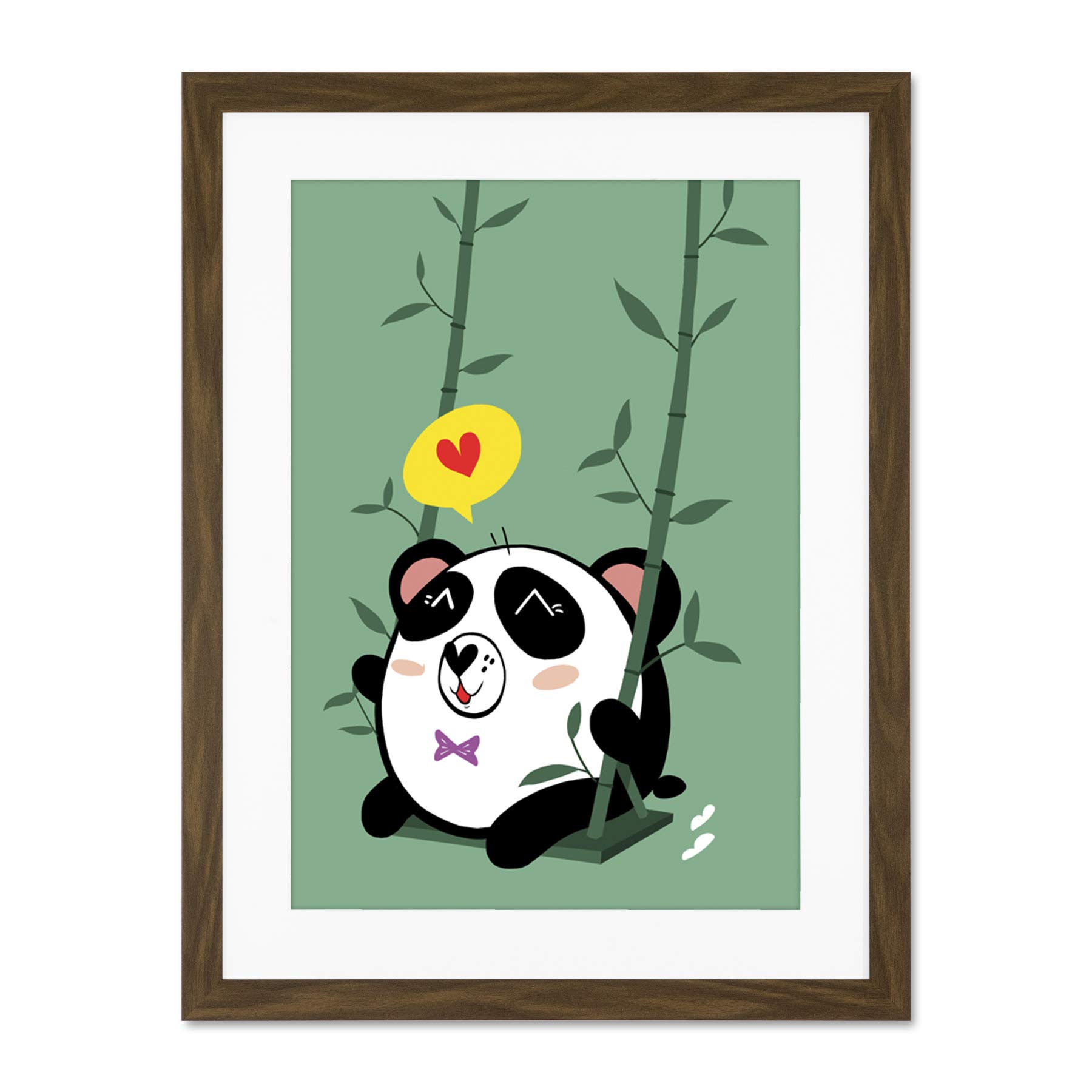 Wee Blue Coo Kawaii Panda Love Large Framed Art Print Wall Poster 18x24 inch