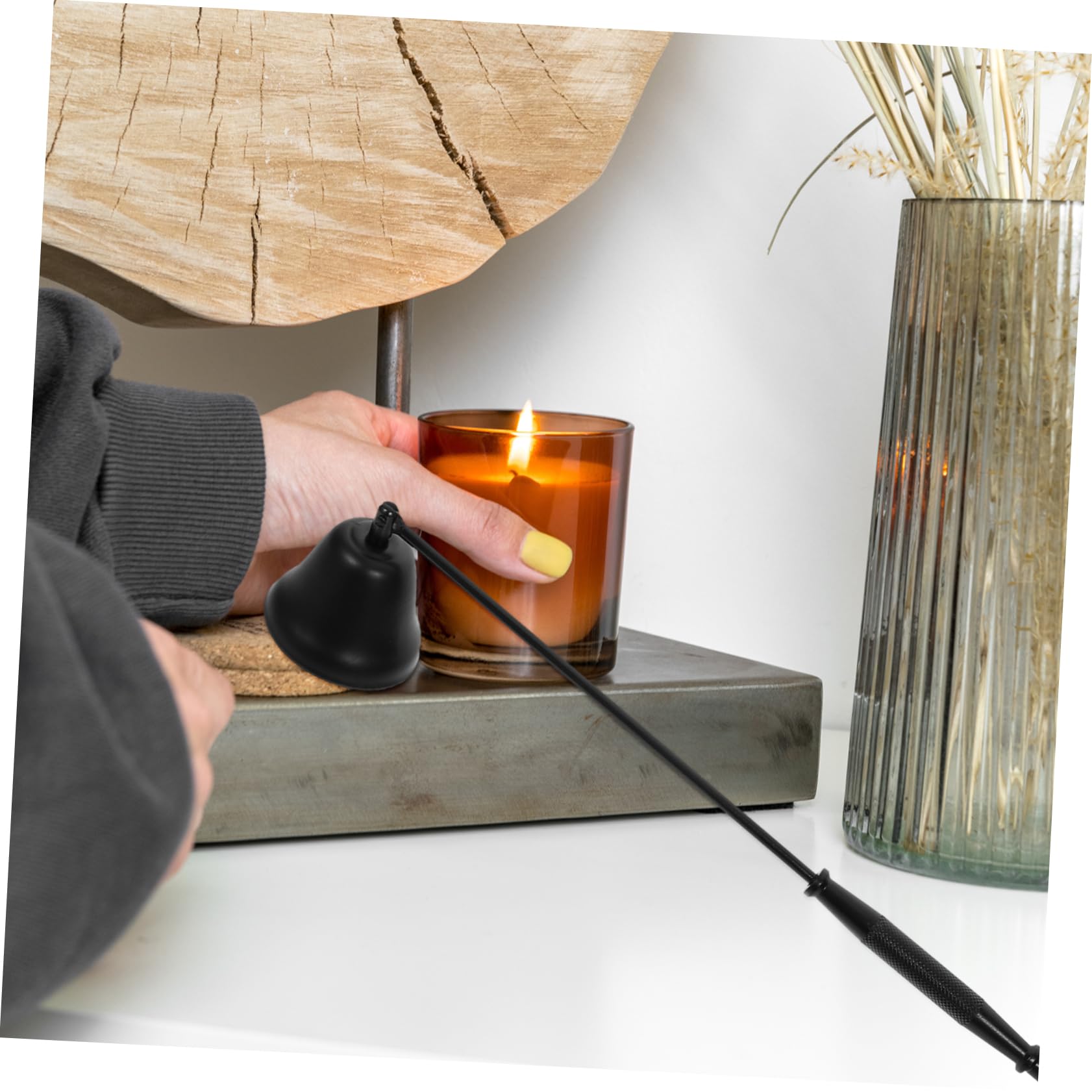 Amosfun Spegni-Candele in Ferro Copri-stoppino Gancio per Stoppino e Vassoio Strumenti per Spegnere Candele e Tagliare Stoppini