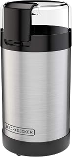 BLACK+DECKER CBG110S Coffee Grinder - 2/3 Cup Capacity, One Touch Control, Stainless Steel Blades for Coffee, Spices, Herbs