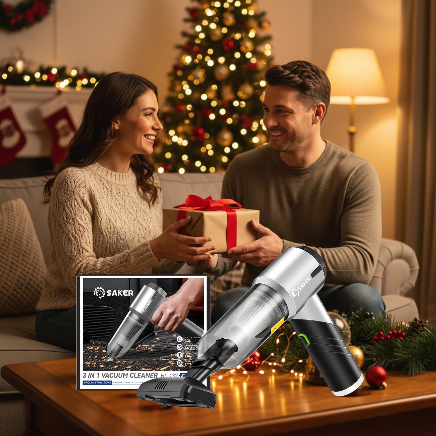 Saker Handheld Car Vacuum Portable Cordless17000PA Mini Vacuums Rechargeable Foldable Vacuum Cleaner with Brushless Motor for Home Office — view 6