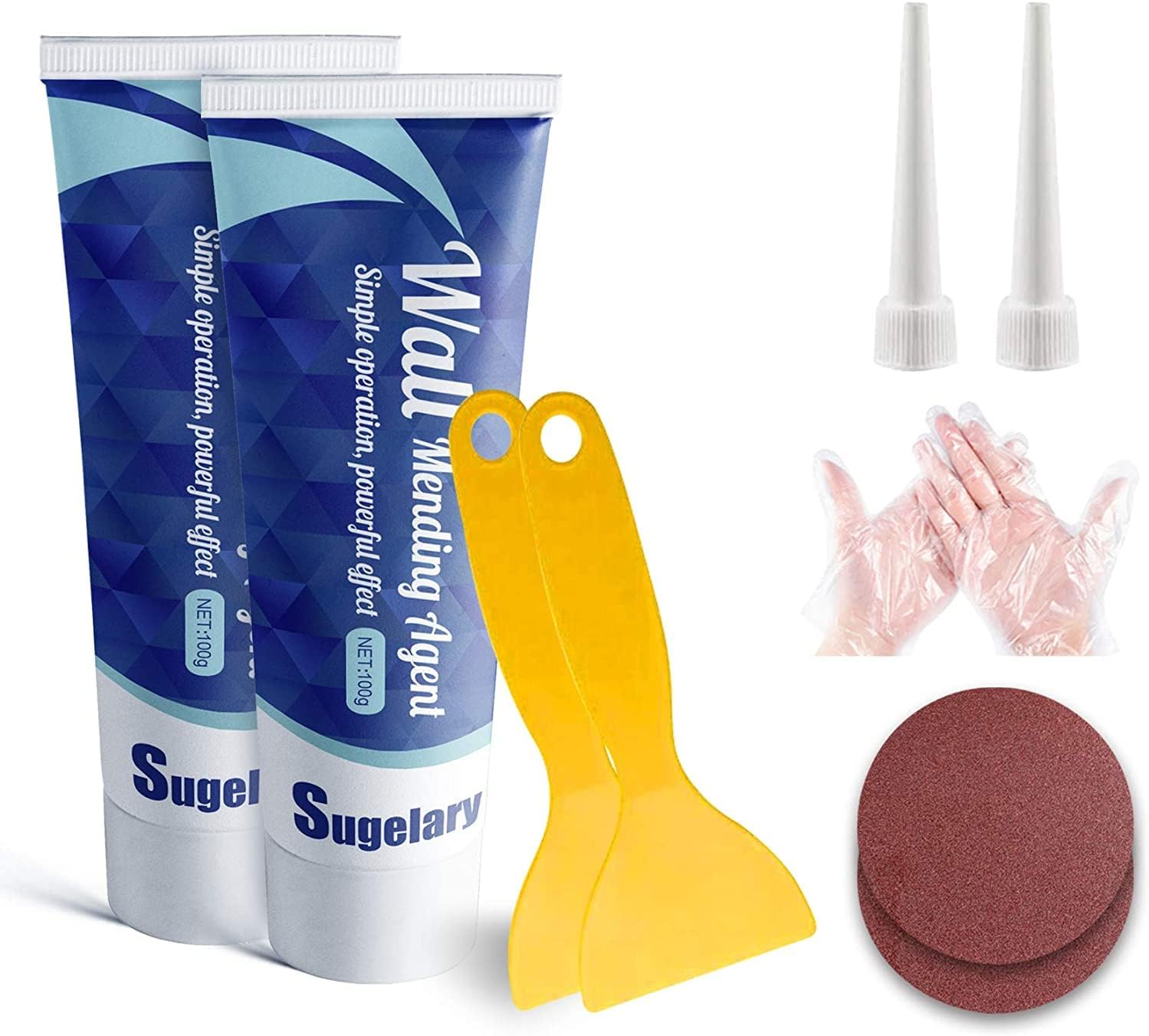 Spackle Wall Repair Kit with Scraper, Self-Adhesive Non-Toxic Dry Wall Repair Kit, Wall Mending Agent Quick and Easy Solution to Fill The Holes for Home Wall, Plaster Dent Repair