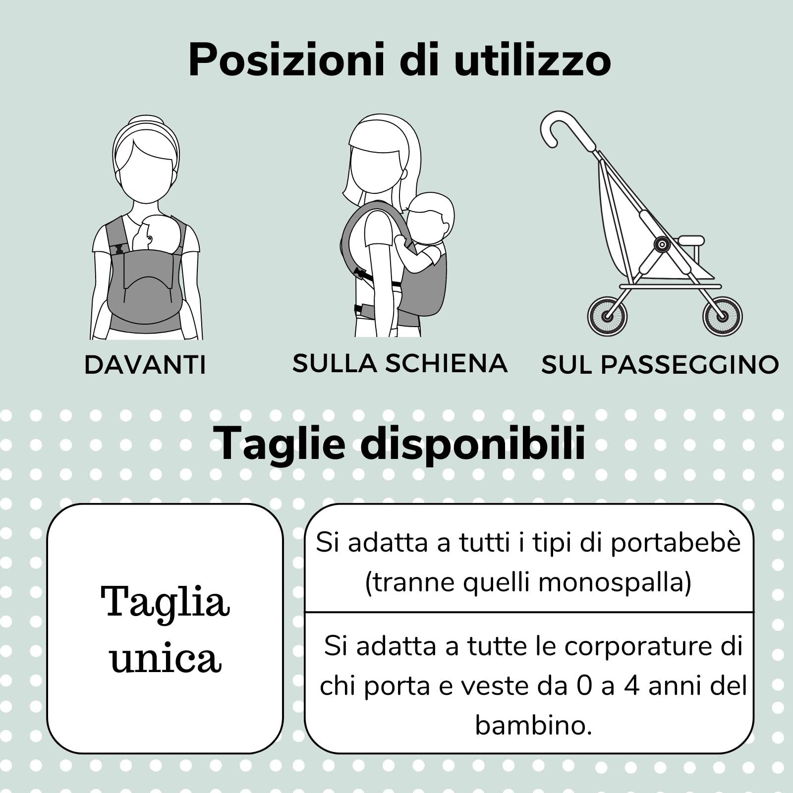 Cover babywearing autunno e inverno, cover per portare, copertura per marsupio impermeabile Baby monkey(Verde Willow)