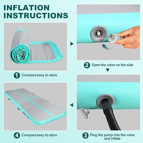 Miniatura 4 de Colchoneta inflable de gimnasia de 101316202326 pies, 48 pulgadas de grosor, pista de gimnasia inflable para el hogar, yoga, piso, animadoras, agua