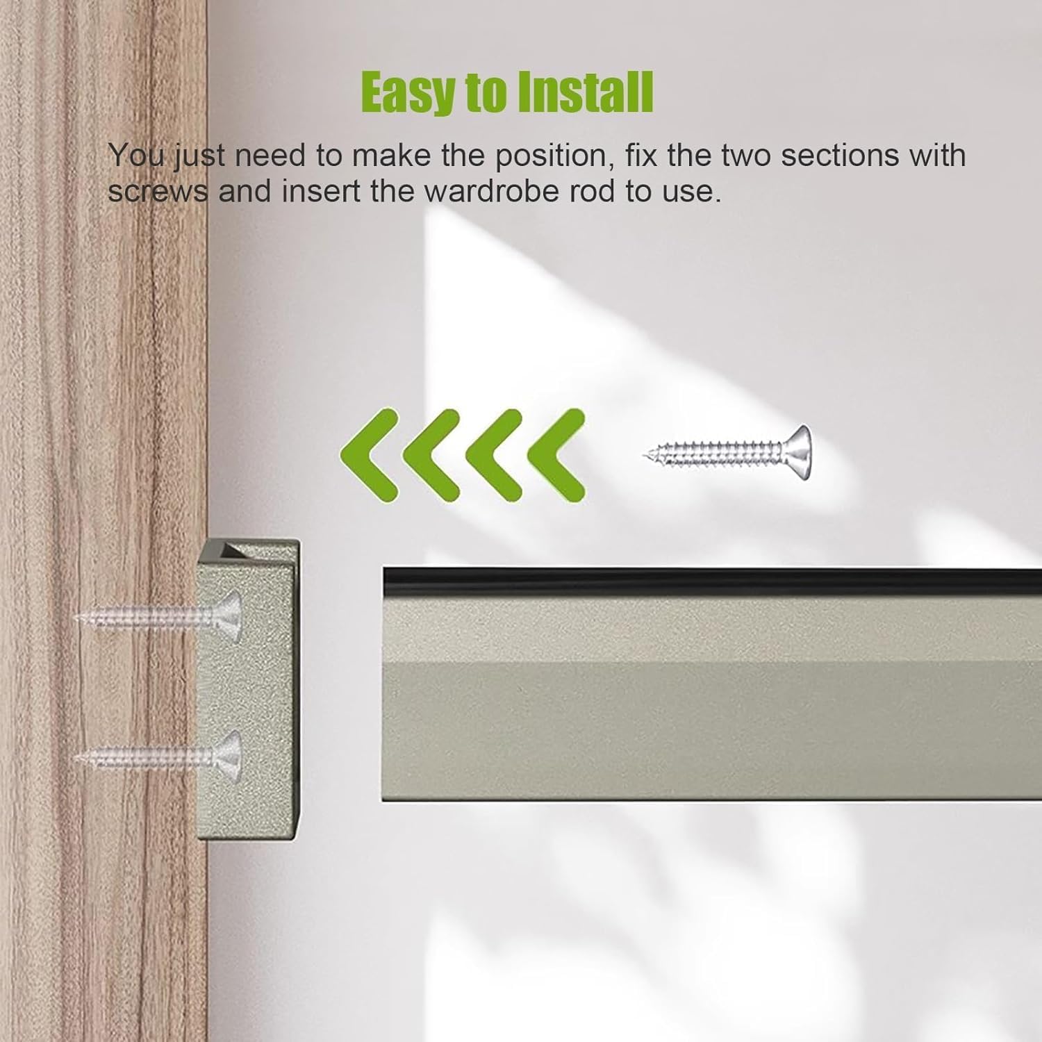 Closet Rod,Heavy Duty Closet Rod, Heavy Duty Closet Bar for Hanging Clothes Aluminum with Non-Slip Silence Strip, Detachable Wardrobe Bar for Cloakroom Shower Balcony,(Champagne,28in/71in)